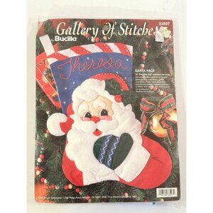 Vintage Bucilla Gallery of Stitches Santa Face Stocking #33507 NEW & Sealed
